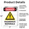 Signmission Hazardous Materials Danger Sign, Plastic, 7in W x 10in L, 2PK OS-2PACK-DS-P-710-V-1315 - alternate 3